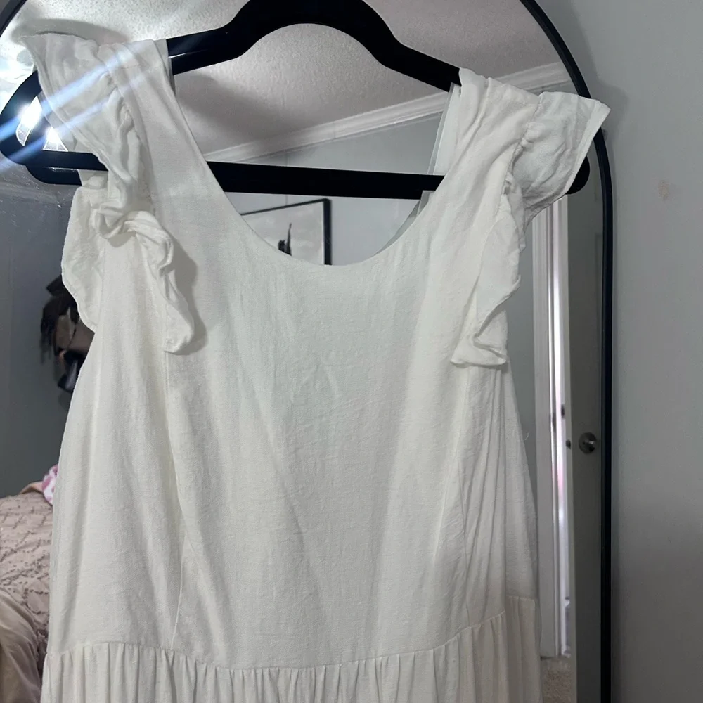 CeCe White Ruffle Sleeve Maxi Dress sz XL - Picture 2 of 11
